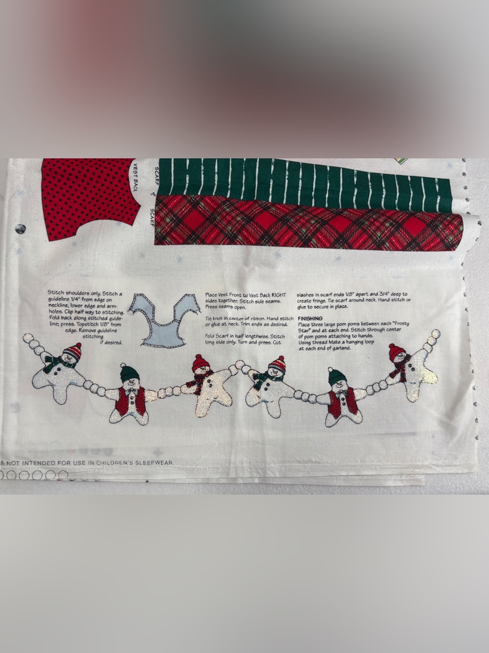 Vintage Daisy Kingdom Frosty Star Garland Cut & Sew Fabric Panel